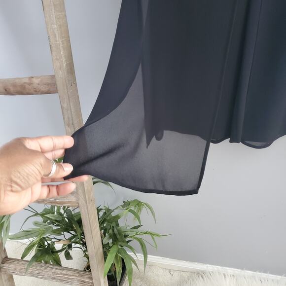 J.S. Edward Black Lightweight Sheer Panel Wide Leg Pants Size 14 - Picture 8 of 10
